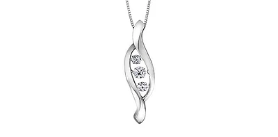 0.25 ct. T.W. Pulse Diamond White Gold Elongated Three Stones Pendant