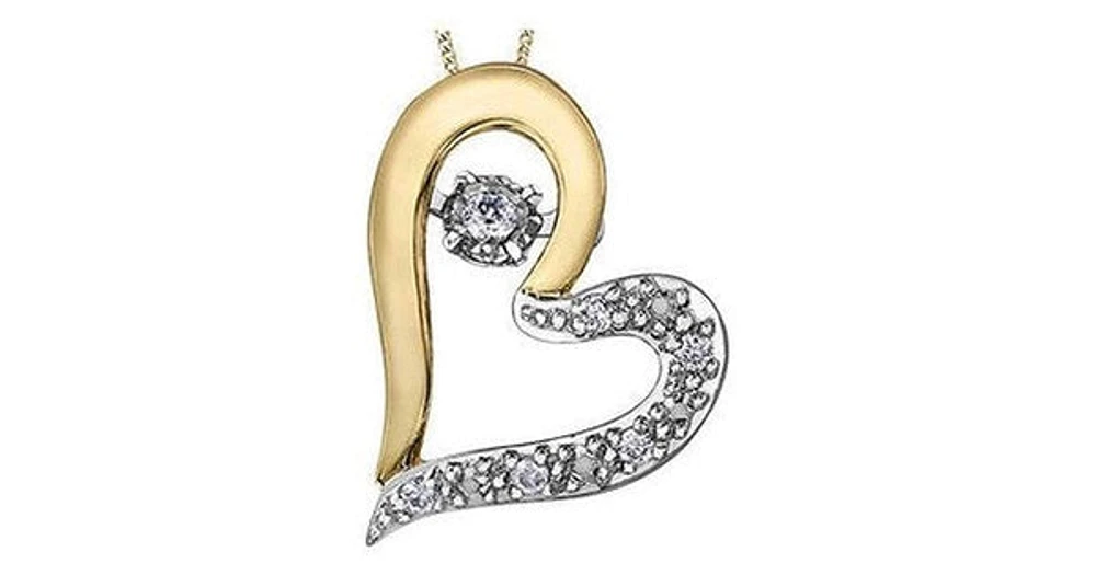 0.05 ct. T.W. Pulse Diamonds Two Tone Gold Titled Heart Pendant