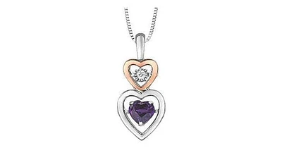 Dancing Amethyst & Diamond Accent Linear Heart Pendant