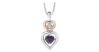 Dancing Amethyst & Diamond Accent Linear Heart Pendant