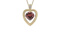 Dancing Garnet Heart- Shaped Yellow Gold Necklace