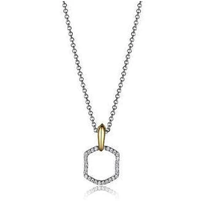 Fancy Necklace in Sterling Silver and18K Yellow Gold Plate