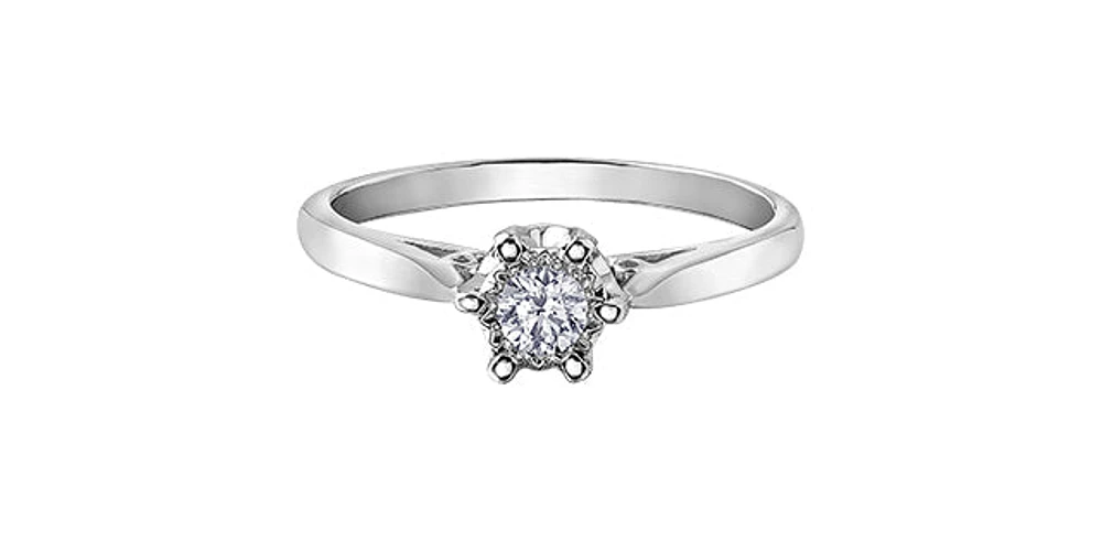 0.15 ct T.W. 6-Prongs Solitaire White Gold Ladies Ring