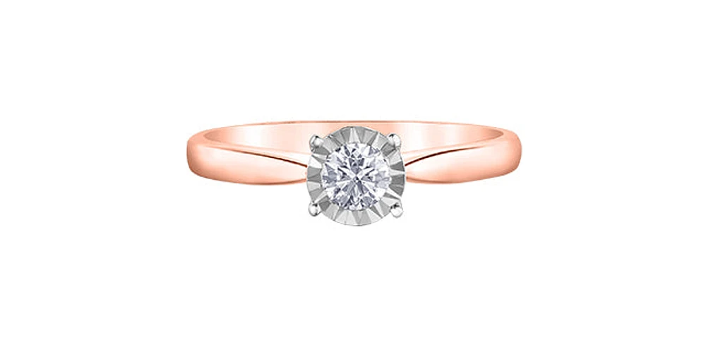 0.25 ct T.W.-10K Rose & White Gold Solitaire Round Diamond Engagement Ring