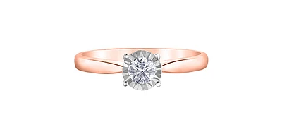 0.25 ct T.W.-10K Rose & White Gold Solitaire Round Diamond Engagement Ring