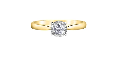 0.25 ct T.W. Solitaire Round Cut Yellow & White Gold Ladies Ring