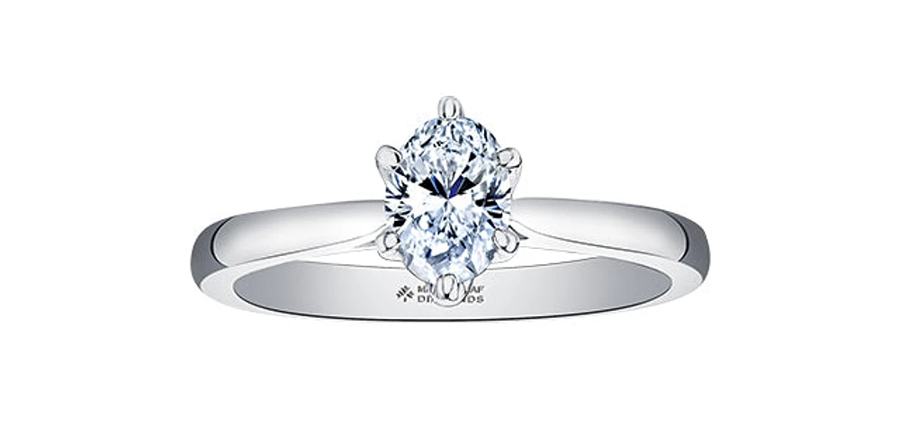 0.70 ct T.W  Canadian Diamond Solitaire Oval Engagement Ring 18KPD White Gold