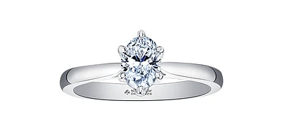 0.70 ct T.W  Canadian Diamond Solitaire Oval Engagement Ring 18KPD White Gold