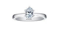 0.70 ct T.W  Canadian Diamond Solitaire Oval Engagement Ring 18KPD White Gold