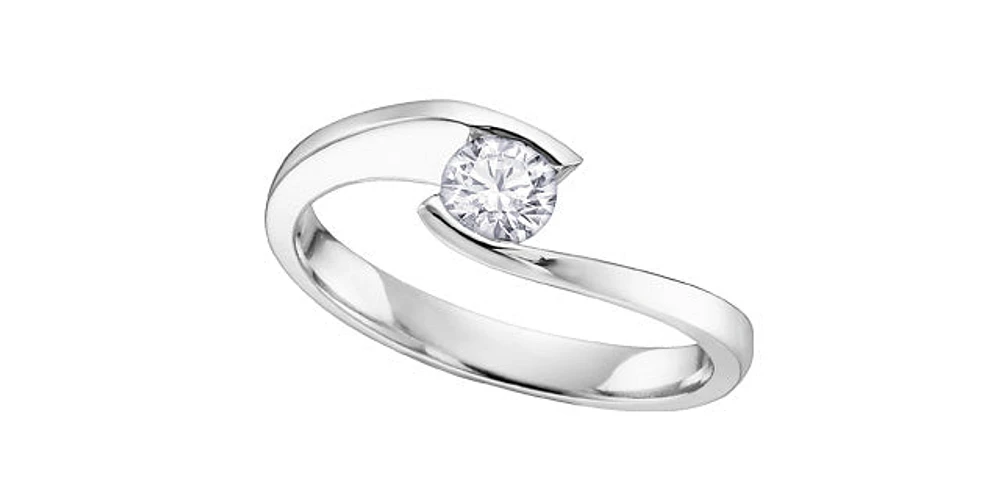 0.25 ct T.W Solitaire Diamond Bypass Engagement Ring 18KPD White Gold