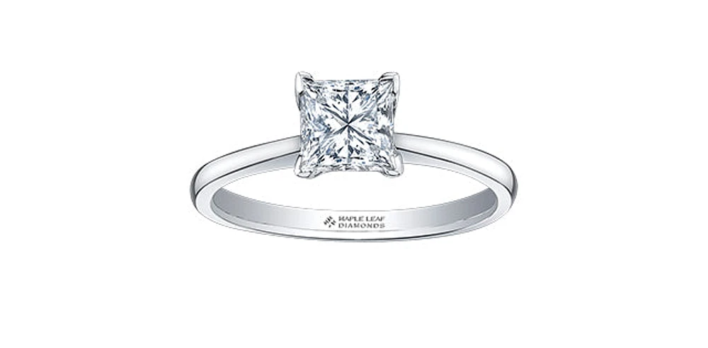 0.50 ct T.W.-14K White Gold Solitaire Princess Canadian Diamond Engagement Ring