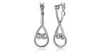 Sterling Silver Rhodium Plated Infiniti 32x11mm Hoop Earring