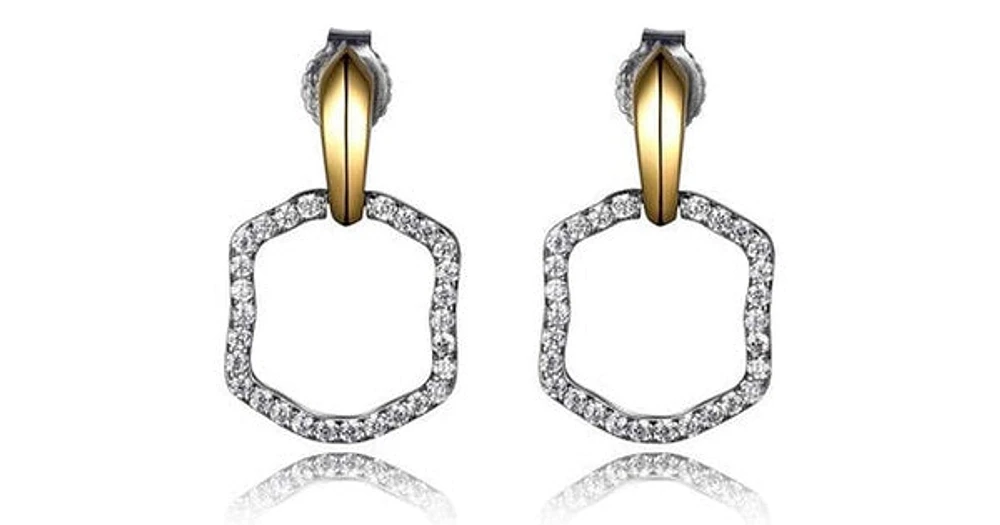 2-Tone Open Cubic Zirconia Post Earring.