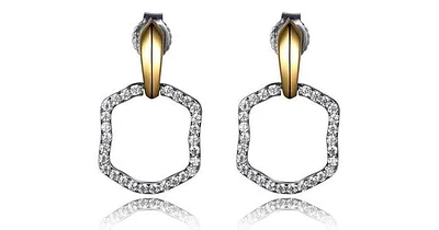 2-Tone Open Cubic Zirconia Post Earring.