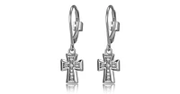 SCINTILLATION RHODIUM PLATED SMALL CZ CROSS STUD EARRING