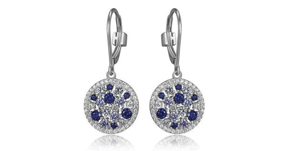 Synthetic Blue Corrundum, Spinel and Tanzinite Cubic Zirconia Leverback Earring