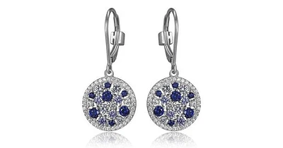 Synthetic Blue Corrundum, Spinel and Tanzinite Cubic Zirconia Leverback Earring