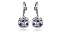 Synthetic Blue Corrundum, Spinel and Tanzinite Cubic Zirconia Leverback Earring