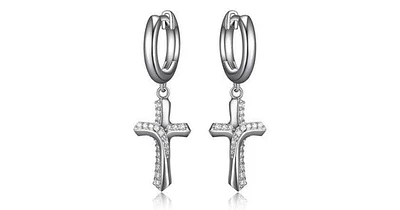 "DEVOTION" CROSS (16X10) CZ 10MM HUGGIE EAR