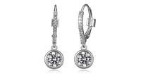 SPHERE 6MM BEZEL SET EARRING WITH CZ IN RHODIUM PLATING.