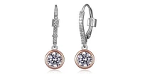 SPHERE 6MM BEZEL SET EARRING WITH CZ IN RHODIUM &ROSE GOLD PLATING.