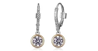 "SPHERE" 6MM BEZEL SET EARRING WITH CZ IN RHODIUM & GOLD PLATING.