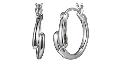 "EMBRACE" 20MM HOOP EARRINGS IN RHODIUM PLATING.