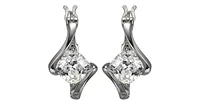 PROMISE 6.5MM CUSHION CZ HOOP(18MM) EARRINGS IN RHODIUM P