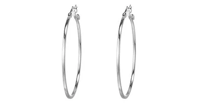 HOOPS RHODIUM PLATED 45MM SQURE TUBE HOOP