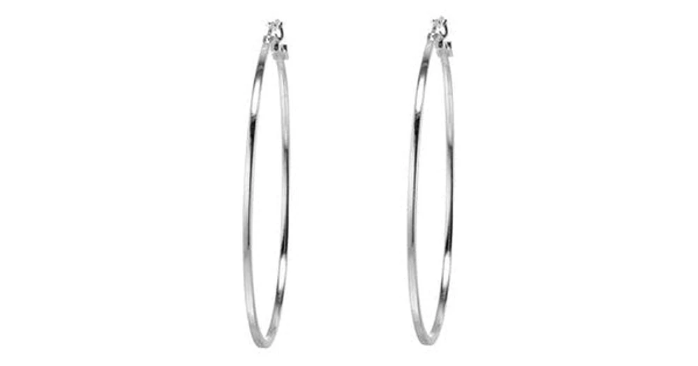 "HOOPS" RHODIUM PLATED 55MM SQURE TUBE HOOP