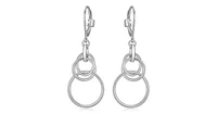 LYRA RHOD PLTD 3-INTERLOCK CIRCLE (10&15MM) DANGLE EARRING