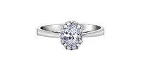 0.60 ct T.W.-14K White Gold Oval Diamond Halo Engagement Ring