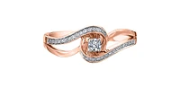 0.17 ct T.W.10K Rose & White Gold Diamond Double Bypass Ladies Ring