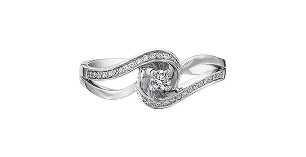 0.17 ct T.W. Double Bypass White Gold Ladies Ring