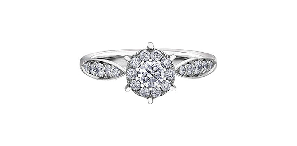 0.56 ct T.W. Tapered Flower 14K White Gold Ladies Ring