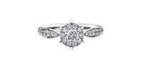 0.56 ct T.W. Tapered Flower 14K White Gold Ladies Ring