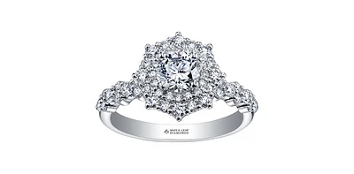 1.27 ct T.W.-18KPD White Gold Canadian Diamond Starbust Double Halo Engagement Ring