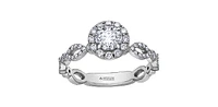 1.00 ct T.W  Canadian Diamond Halo Engagement Ring 18KPD White Gold