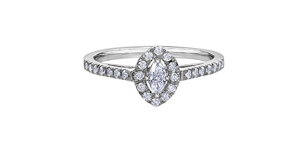 0.35 ct T.W.10K White Gold Diamond Marquise Shape Ladies Ring