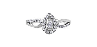 0.30 ct T.W. Pear Shape Diamond Split Shank White Gold Ladies Ring