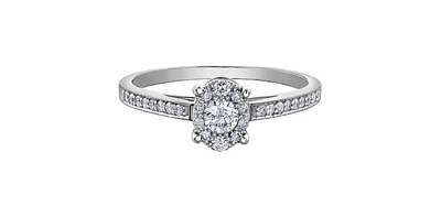 0.32 ct T.W. Halo Oval Frame White Gold Ladies Ring