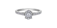 0.32 ct T.W. Halo Oval Frame White Gold Ladies Ring