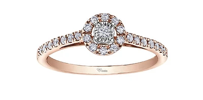 0.23 ct T.W. Canadian Diamond Halo Rose Gold Ladies Ring