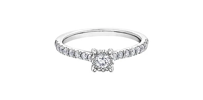 0.40 ct T.W. Round Cut Shared Prong Diamond White Gold Ladies Ring