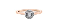 0.18 ct T.W. Classic Diamond Halo Rose & White Gold Ladies Ring