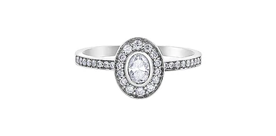 0.40 ct T.W. Oval Cut Halo White Gold Ladies Ring