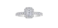 2.00 ct T.W  Diamond Halo Engagement Ring 14K White Gold