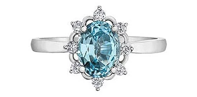 Aquamarine 0.16 ct T.W Diamond Vintage Style White Gold Ring