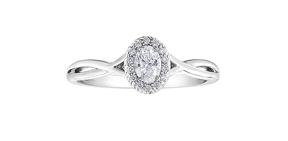 0.25 ct T.W. Criss-Cross Oval Cut White Gold Ladies Ring