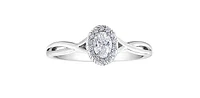 0.25 ct T.W. Criss-Cross Oval Cut White Gold Ladies Ring